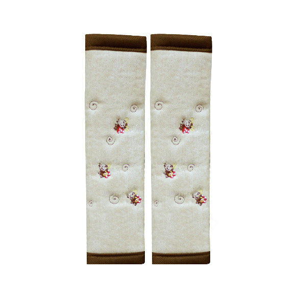 Cute Cartoon Cat Velvet Automotive Seat Safety Belt Covers Car Decoration 2pcs - Beige