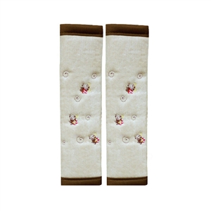 Cute Cartoon Cat Velvet Automotive Seat Safety Belt Covers Car Decoration 2pcs - Beige