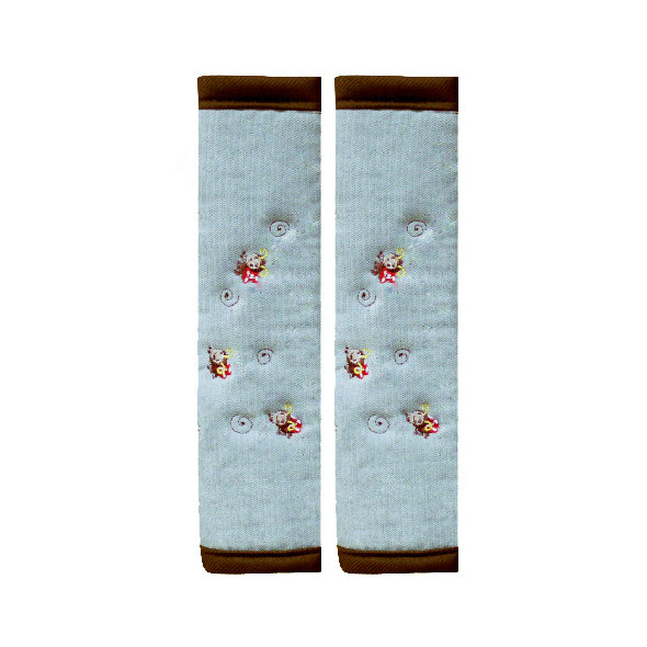 Cute Cartoon Cat Velvet Automotive Seat Safety Belt Covers Car Decoration 2pcs - Grey