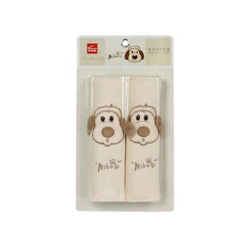 Cute Cartoon Dogs Velvet Automotive Seat Safety Belt Covers Car Decoration 2pcs - Beige