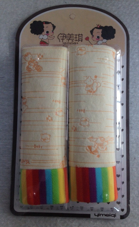 Cute Girls Cartoon Bear Velvet Automotive Seat Safety Belt Covers Car Decoration 2pcs - Beige