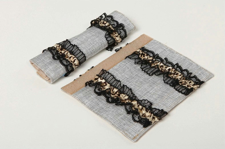 Elegant Bud Silk Velvet Automotive Seat Safety Belt Covers Car Decoration 2pcs - Grey