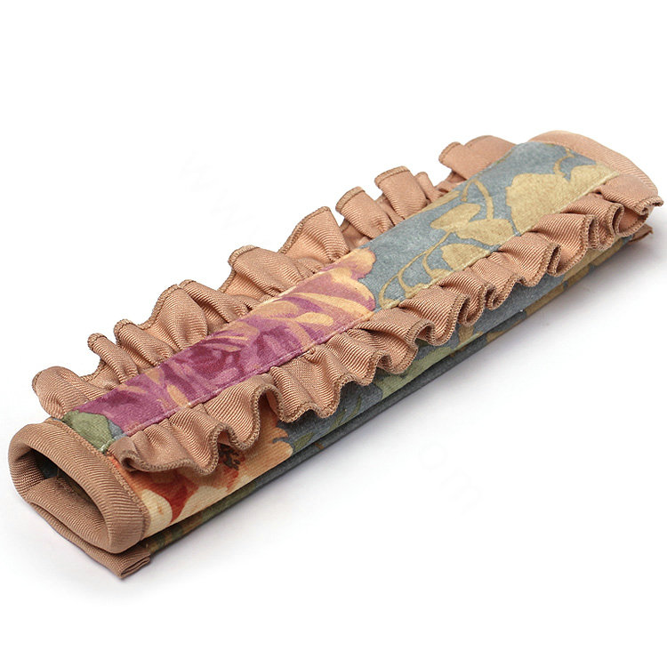 Elegant Cloth Cotton Floral Print Automotive Seat Safety Belt Covers Car Decoration 2pcs - Brown