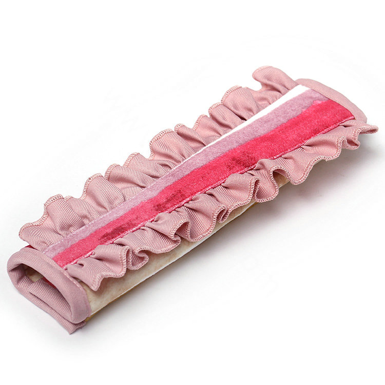 Elegant Cloth Cotton Floral Print Automotive Seat Safety Belt Covers Car Decoration 2pcs - Pink