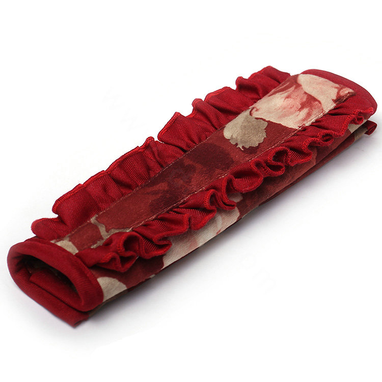 Elegant Cloth Cotton Floral Print Automotive Seat Safety Belt Covers Car Decoration 2pcs - Rose