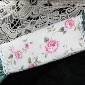 Elegant Cloth Cotton Floral Print Lace Auto Seat Safety Belt Covers Car Decoration 2pcs - Green