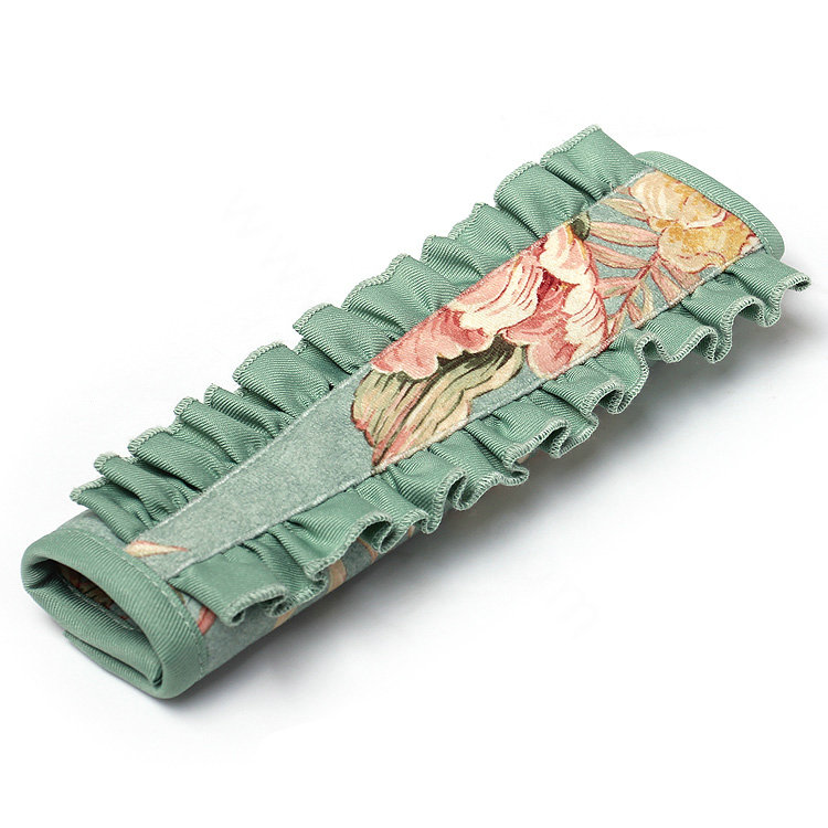 Elegant Cloth Cotton Flower Print Automotive Seat Safety Belt Covers Car Decoration 2pcs - Green