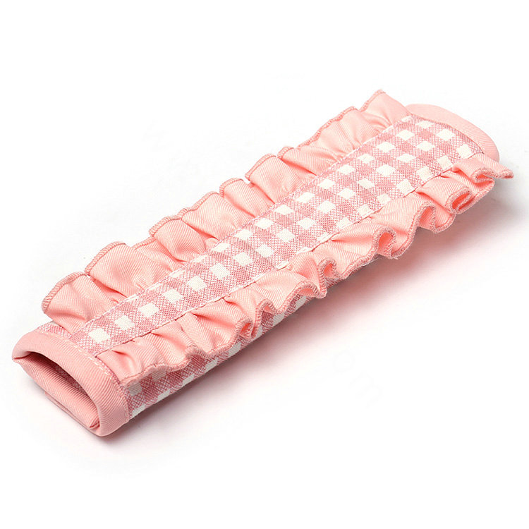 Elegant Cloth Cotton Flower Print Automotive Seat Safety Belt Covers Car Decoration 2pcs - Pink