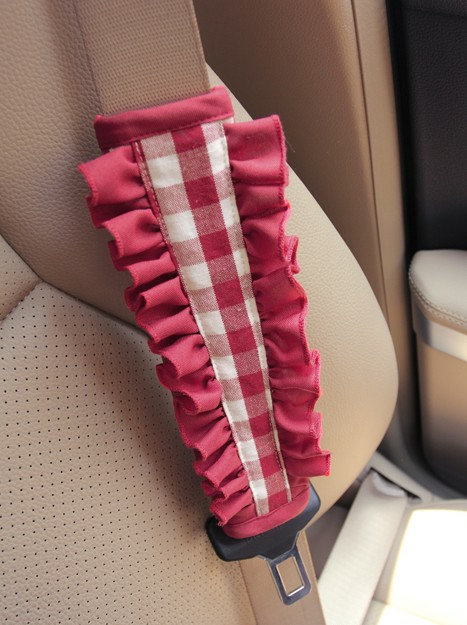Elegant Cloth Cotton Flower Print Automotive Seat Safety Belt Covers Car Decoration 2pcs - Rose
