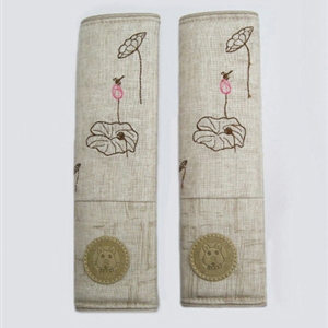 Elegant Flower Print Velvet Automotive Seat Safety Belt Covers Car Decoration 2pcs - Beige