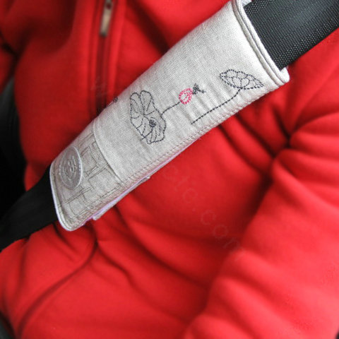 Elegant Flower Print Velvet Automotive Seat Safety Belt Covers Car Decoration 2pcs - Grey