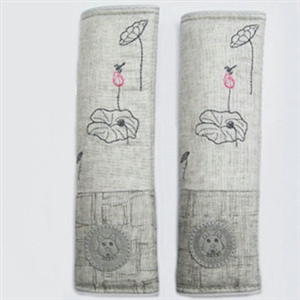 Elegant Flower Print Velvet Automotive Seat Safety Belt Covers Car Decoration 2pcs - Grey