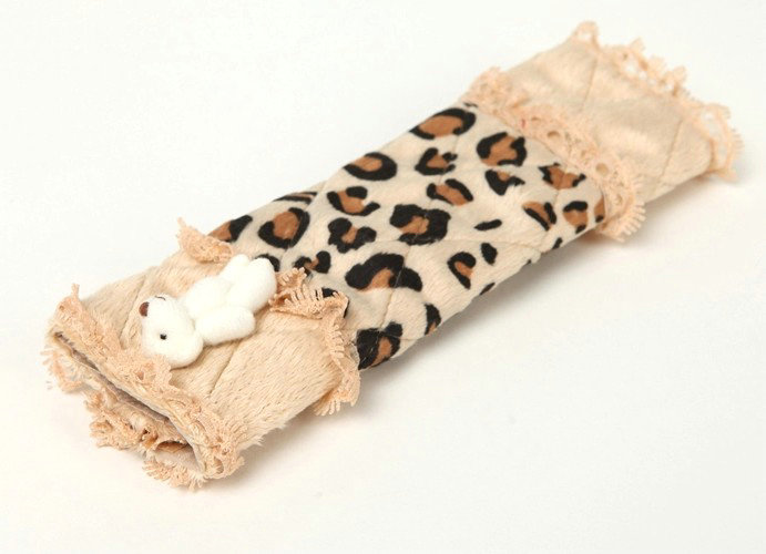 Funky Bud Silk Velvet Leopard Print Automotive Seat Safety Belt Covers Car Decoration 2pcs - Beige