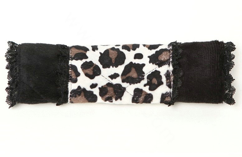 Funky Bud Silk Velvet Leopard Print Automotive Seat Safety Belt Covers Car Decoration 2pcs - Black