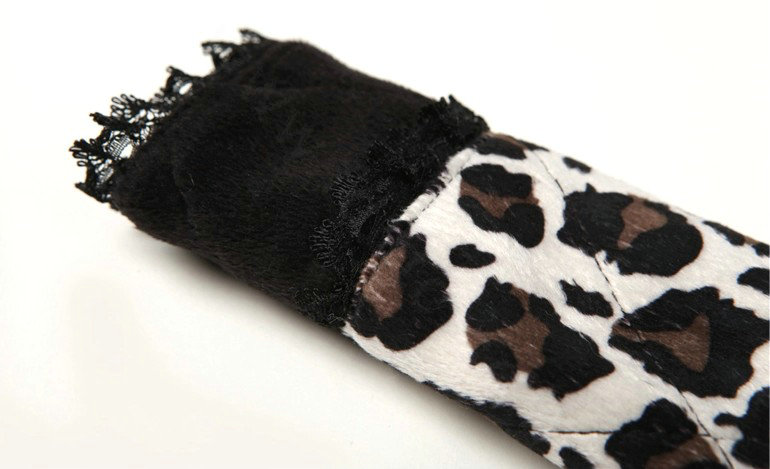 Funky Bud Silk Velvet Leopard Print Automotive Seat Safety Belt Covers Car Decoration 2pcs - Black