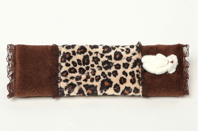 Funky Bud Silk Velvet Leopard Print Automotive Seat Safety Belt Covers Car Decoration 2pcs - Brown