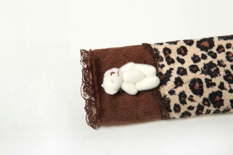 Funky Bud Silk Velvet Leopard Print Automotive Seat Safety Belt Covers Car Decoration 2pcs - Brown