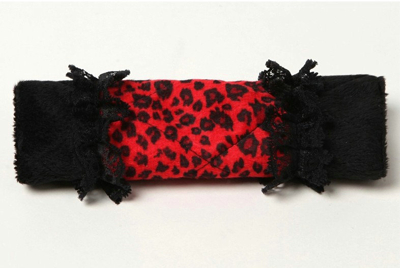Funky Bud Silk Velvet Leopard Print Automotive Seat Safety Belt Covers Car Decoration 2pcs - Red