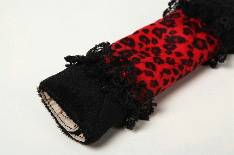 Funky Bud Silk Velvet Leopard Print Automotive Seat Safety Belt Covers Car Decoration 2pcs - Red