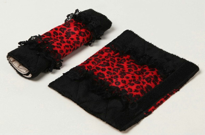 Funky Bud Silk Velvet Leopard Print Automotive Seat Safety Belt Covers Car Decoration 2pcs - Red