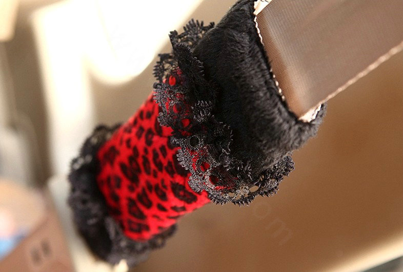 Funky Bud Silk Velvet Leopard Print Automotive Seat Safety Belt Covers Car Decoration 2pcs - Red