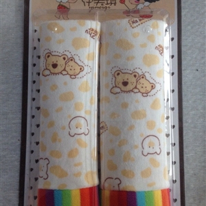 Girls Cute Cartoon Bear Velvet Automotive Seat Safety Belt Covers Car Decoration 2pcs - Beige