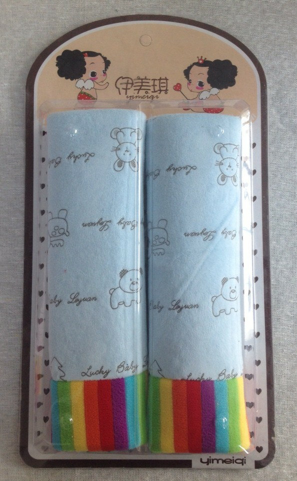 Girls Cute Cartoon Bear Velvet Automotive Seat Safety Belt Covers Car Decoration 2pcs - Blue