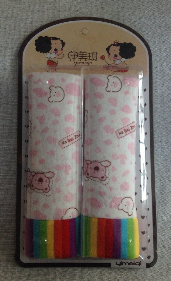 Girls Cute Cartoon Bear Velvet Automotive Seat Safety Belt Covers Car Decoration 2pcs - Pink