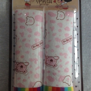 Girls Cute Cartoon Bear Velvet Automotive Seat Safety Belt Covers Car Decoration 2pcs - Pink