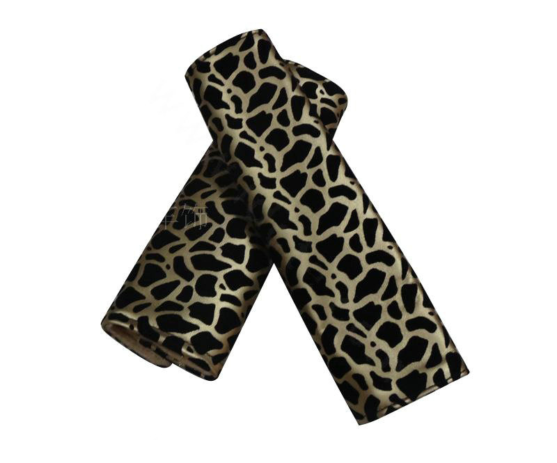 Good Leopard Print PU Leather Automobile Seat Safety Belt Covers Car Decoration 2pcs - Brown