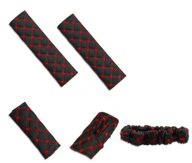 Good Line PU Leather Automotive Interior Car Decoration 5pcs Sets - Red