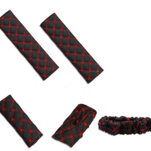 Good Line PU Leather Automotive Interior Car Decoration 5pcs Sets - Red