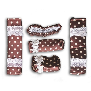 Good Polka Dot Lace Synthetic Fiber Automotive Interior Car Decoration 5pcs Sets - Brown