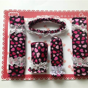 Good Polka Dot Lace Synthetic Fiber Automotive Interior Car Decoration 5pcs Sets - Rose