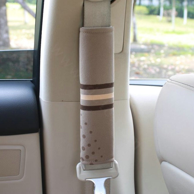 Good Polka Dot Synthetic Fiber Automotive Seat Safety Belt Covers Car Decoration 2pcs - Beige
