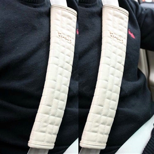 Good Top View PU Leather Automobile Seat Safety Belt Covers Car Decoration 2pcs - Beige