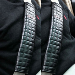 Good Top View PU Leather Automobile Seat Safety Belt Covers Car Decoration 2pcs - Black