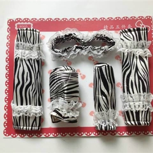 Good Zebra Print Lace Synthetic Fiber Automotive Interior Car Decoration 5pcs Sets - White