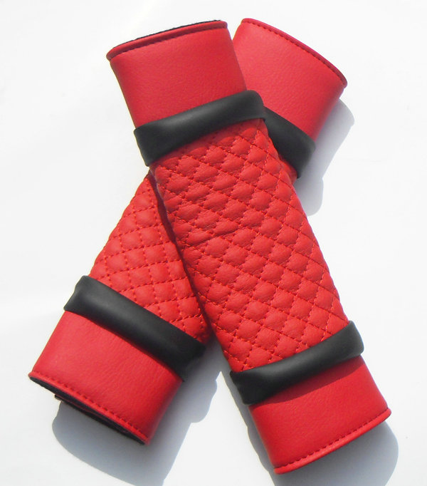 High Quality PU Leather Automobile Seat Safety Belt Covers Car Decoration 2pcs - Red