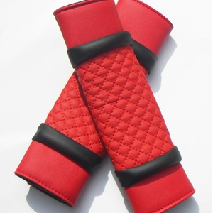 High Quality PU Leather Automobile Seat Safety Belt Covers Car Decoration 2pcs - Red