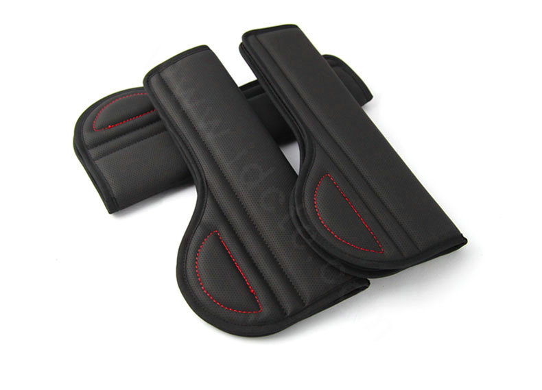 High Quality YAC Genuine Leather Automobile Seat Safety Belt Covers Car Decoration 2pcs - Black