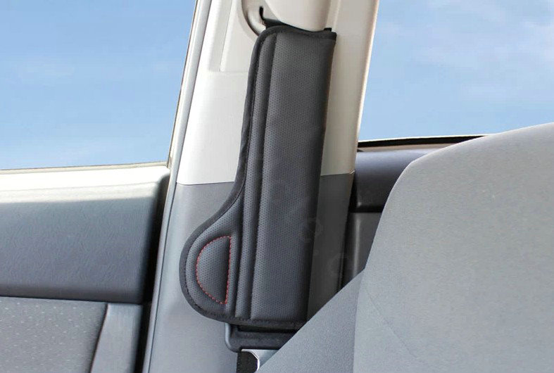 High Quality YAC Genuine Leather Automobile Seat Safety Belt Covers Car Decoration 2pcs - Black