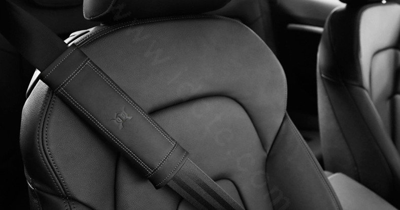 High Quality YBB Genuine Leather Automobile Seat Safety Belt Covers Car Decoration 2pcs - Black