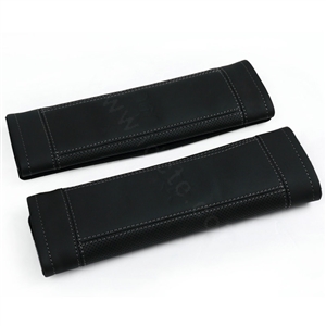 High Quality YBB Genuine Leather Automobile Seat Safety Belt Covers Car Decoration 2pcs - Black