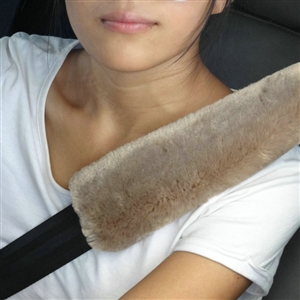 Inexpensive Furry Velvet Automotive Seat Safety Belt Covers Car Decoration 2pcs - Grey