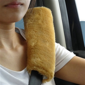 Inexpensive Furry Velvet Automotive Seat Safety Belt Covers Car Decoration 2pcs - Yellow