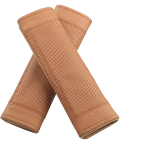 Luxury Real Genuine Leather Automobile Seat Safety Belt Covers Car Decoration 2pcs - Brown
