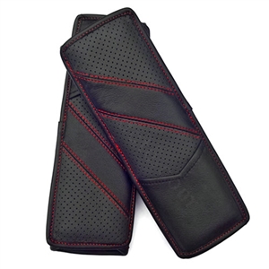 Luxury Real Leather Automobile Seat Safety Belt Covers Car Decoration 2pcs - Black