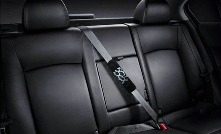 PU Leater Velvet Leopard Print Automotive Seat Safety Belt Covers Car Decoration 2pcs - Black