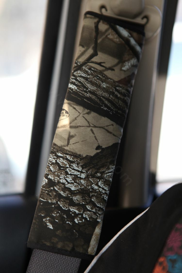 Personalised Canvas Cloth Cotton Camouflage Camo Auto Seat Safety Belt Covers Car Decoration 2pcs - Black